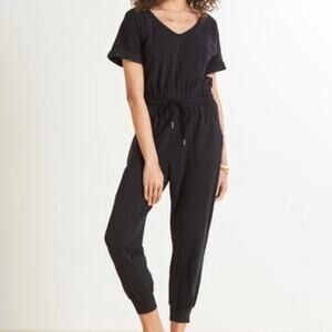Roan + Ryan Evereve Sloan Short Sleeve Jogger Jumpsuit Black XS
